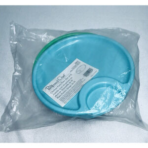 Pampered Chef Outdoor Party Plates 6 Pc 2823 10" Blue Green Retired Picnic NEW